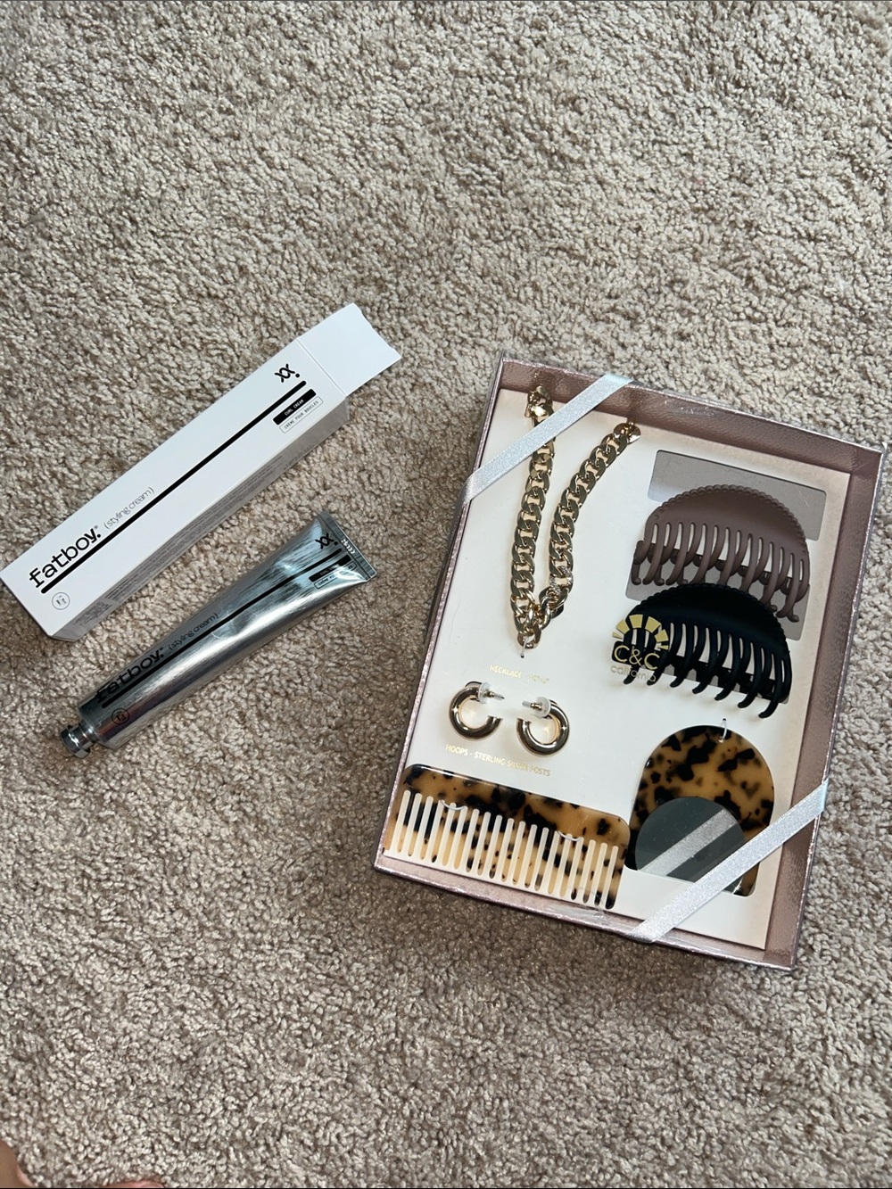 Fatboy hair Styling Cream- Curl & 6 pc accessory set.